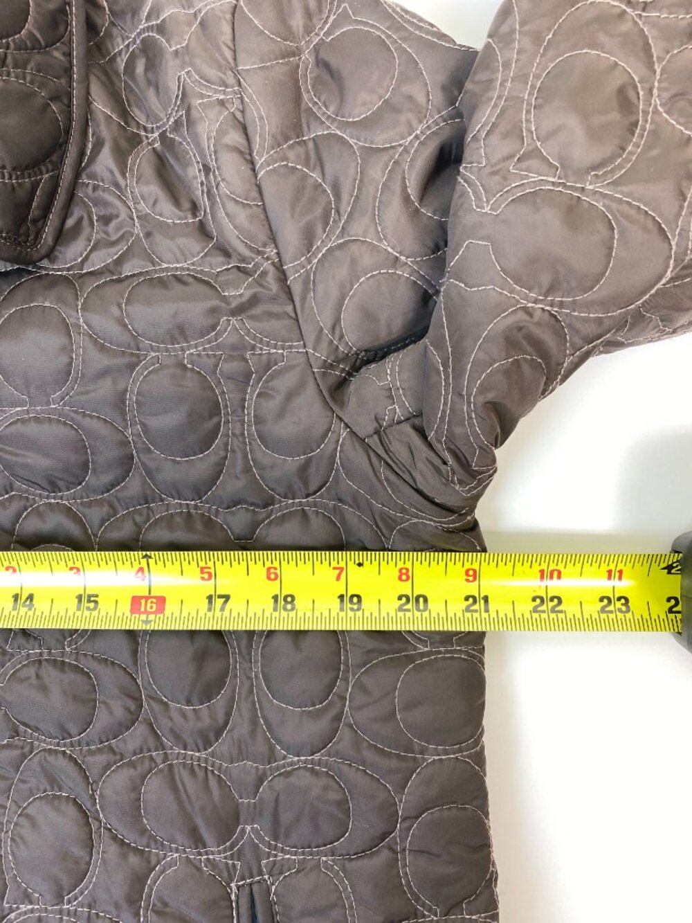 Coach Signature C Quilted Barn Jacket Brown Blue Size M Vintage - Picture 14 of 16